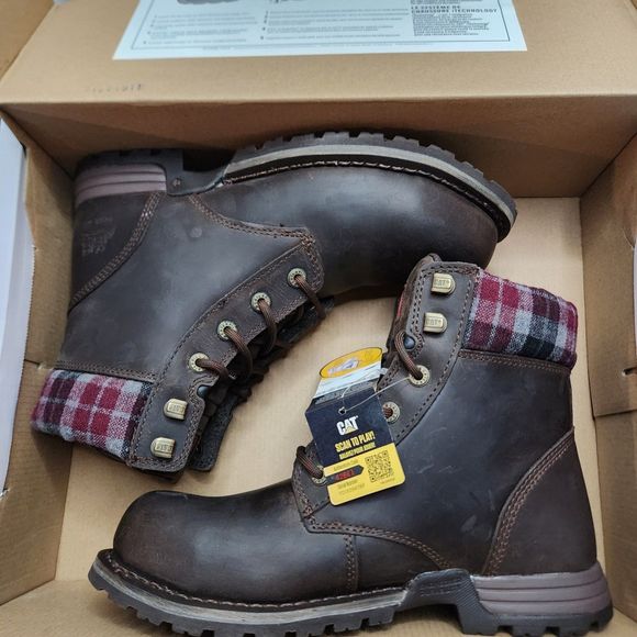 Caterpillar womens Kenzie Steel Toe work boots brown 9 wide - Picture 9 of 12